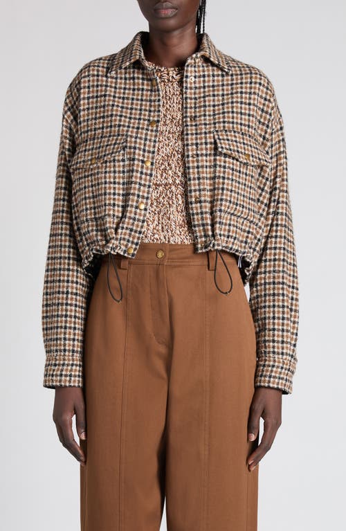 Moncler Houndstooth Wool Blend Blouson Jacket In Multi