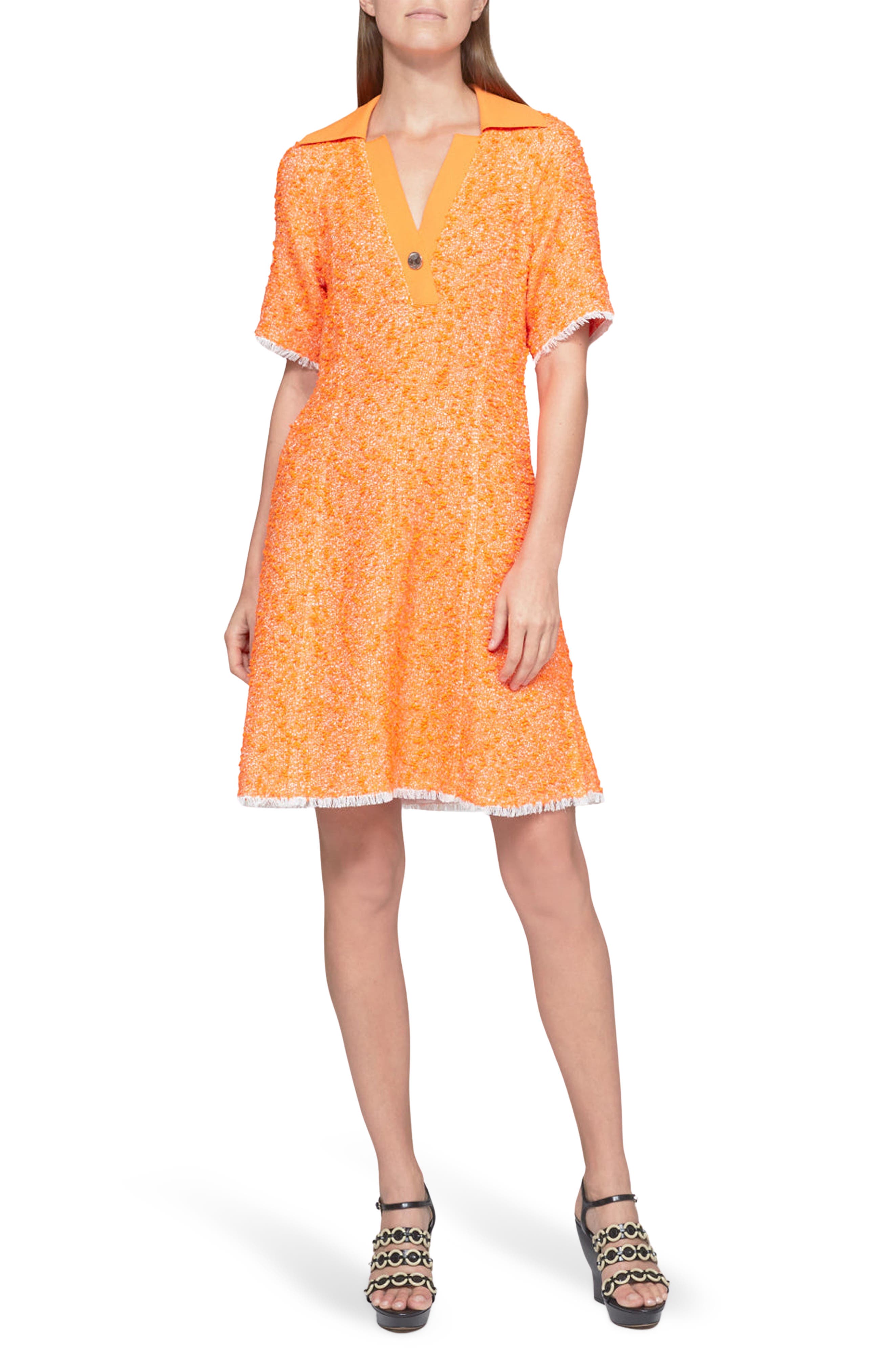 Rib Collar Spring Tweed Minidress
