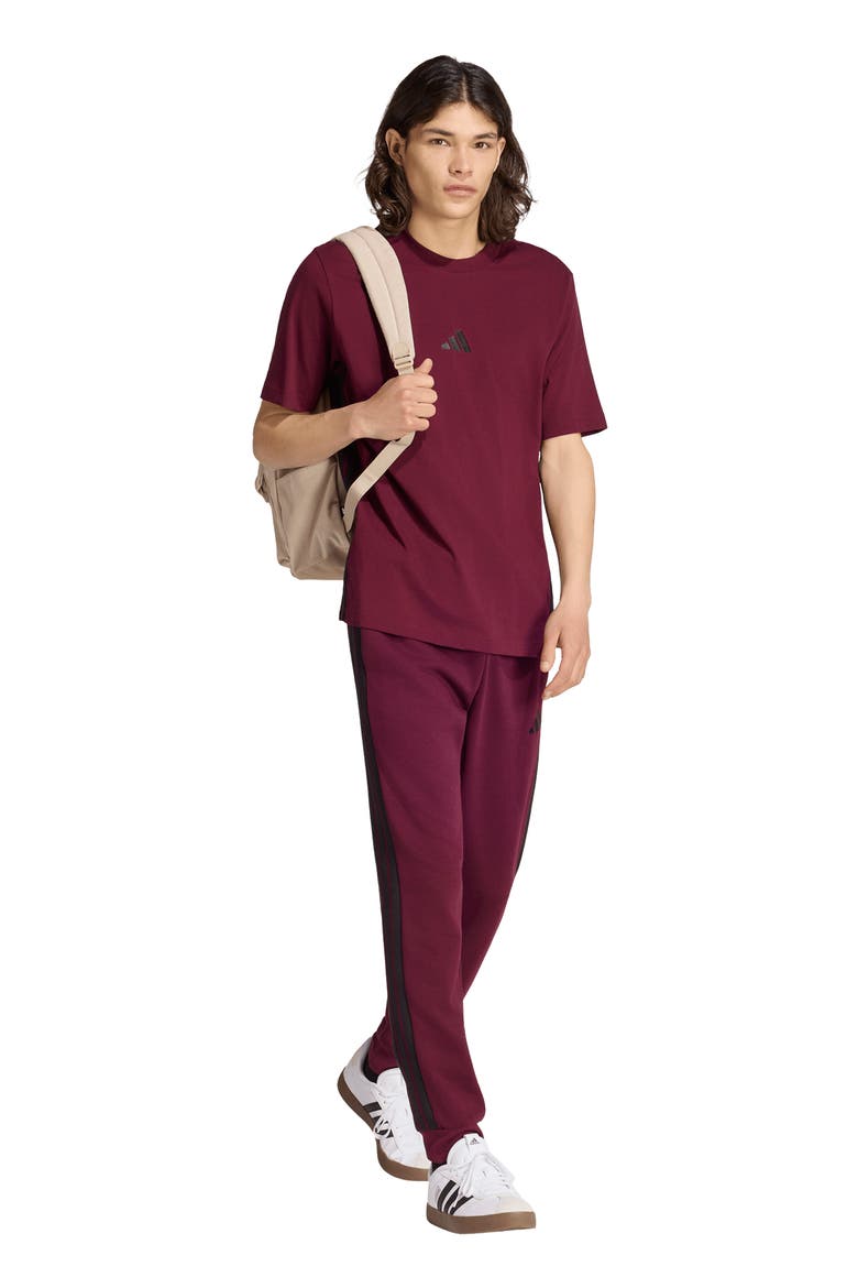 Essentials 3-Stripes Fleece Joggers, Alternate, color, MAROON/ BLACK