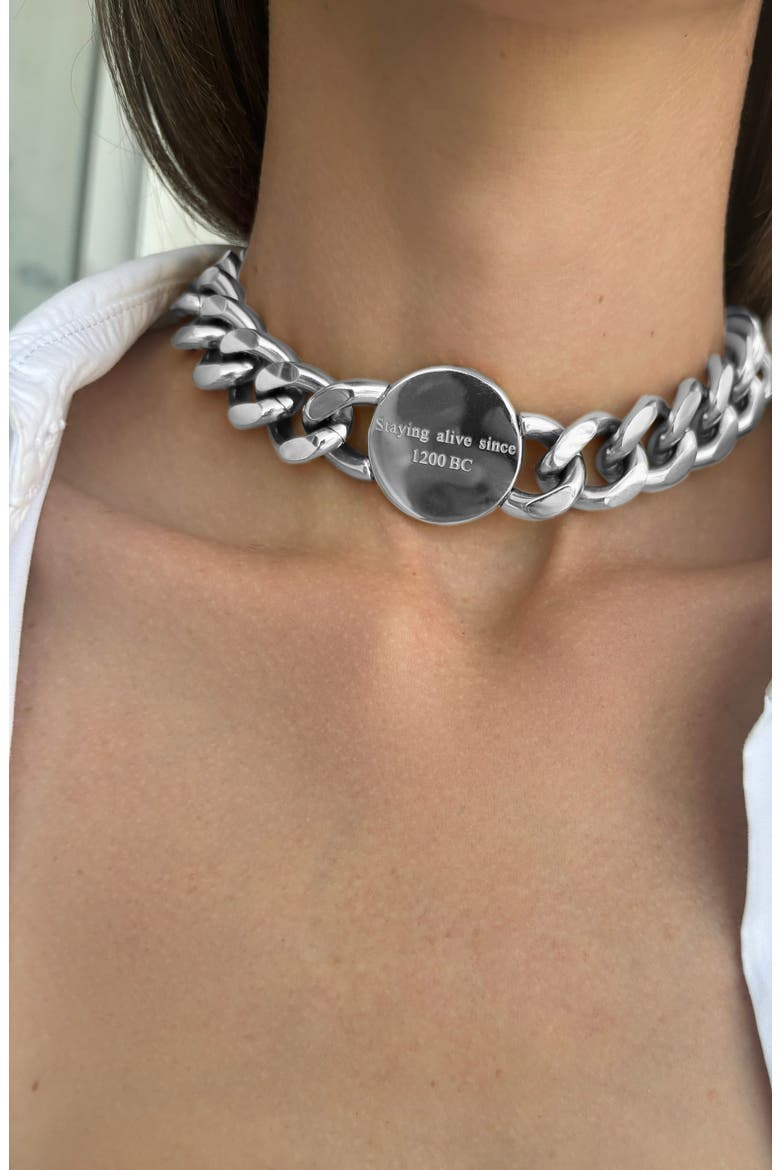 Tarnish Resistant Star of David Choker Necklace, Alternate, color, SILVER