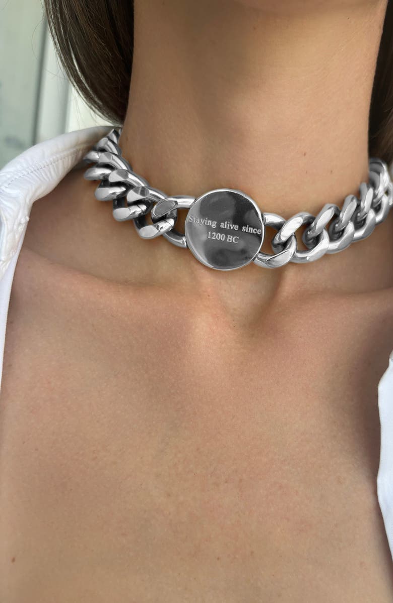 st. Moran Tarnish Resistant Star of David Choker Necklace, Alternate, color, Silver