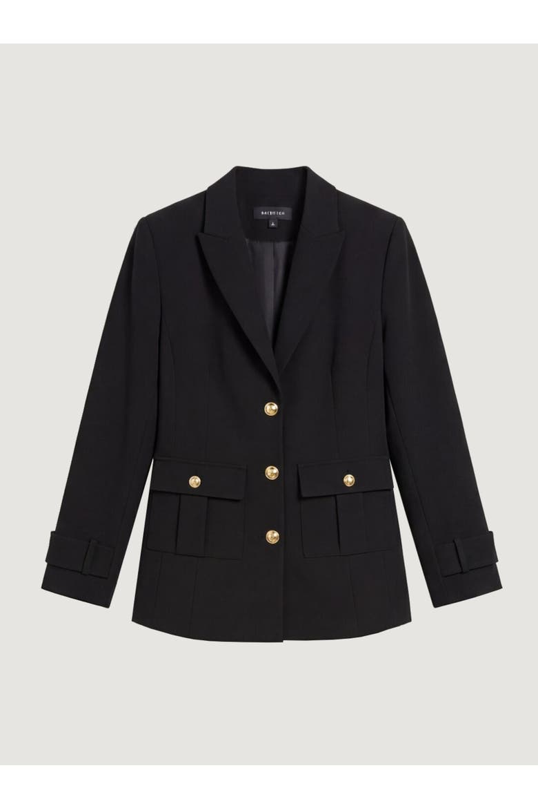 Petite Military Single Breasted Blazer, Alternate, color, Black