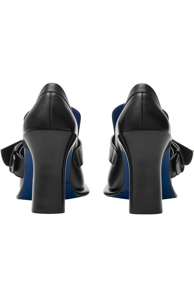 Burberry Leather London Shield High Heeled Loafers, Alternate, color, Black