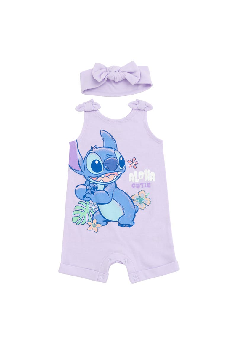 Sleeveless Romper and Headband Set, Main, color, Stitch Lavender