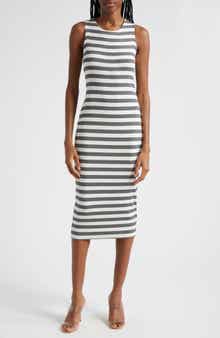 L'AGENCE Stripe Racerback Midi Dress