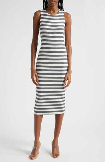 L'AGENCE Stripe Racerback Midi Dress