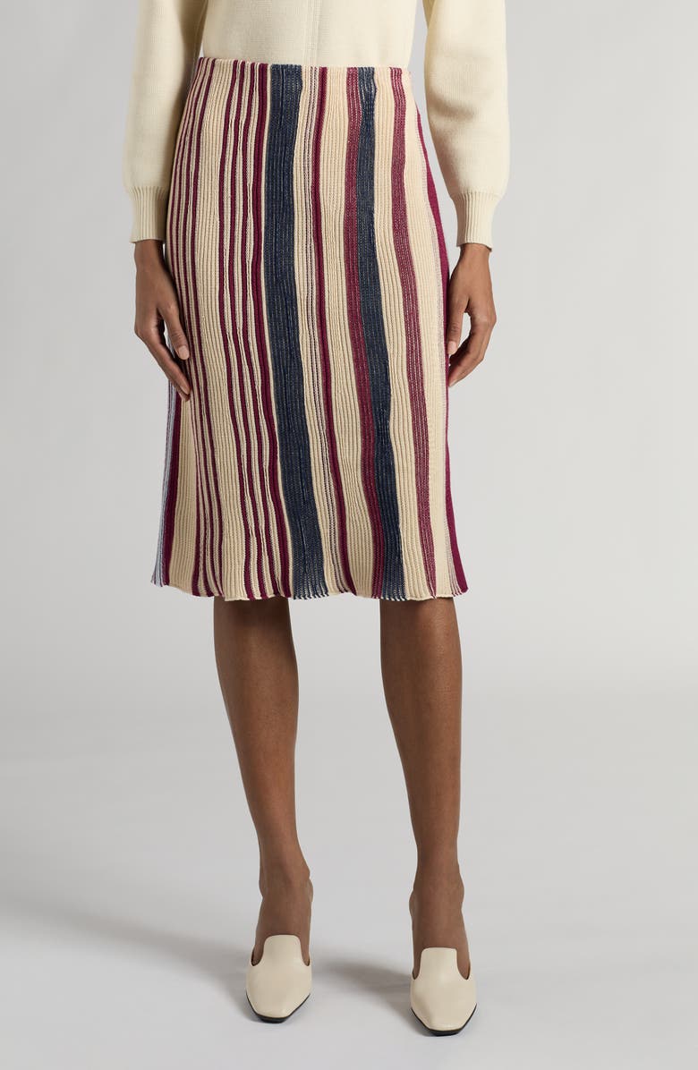 Bottega Veneta Stripe Linen & Cotton Skirt, Main, color, 