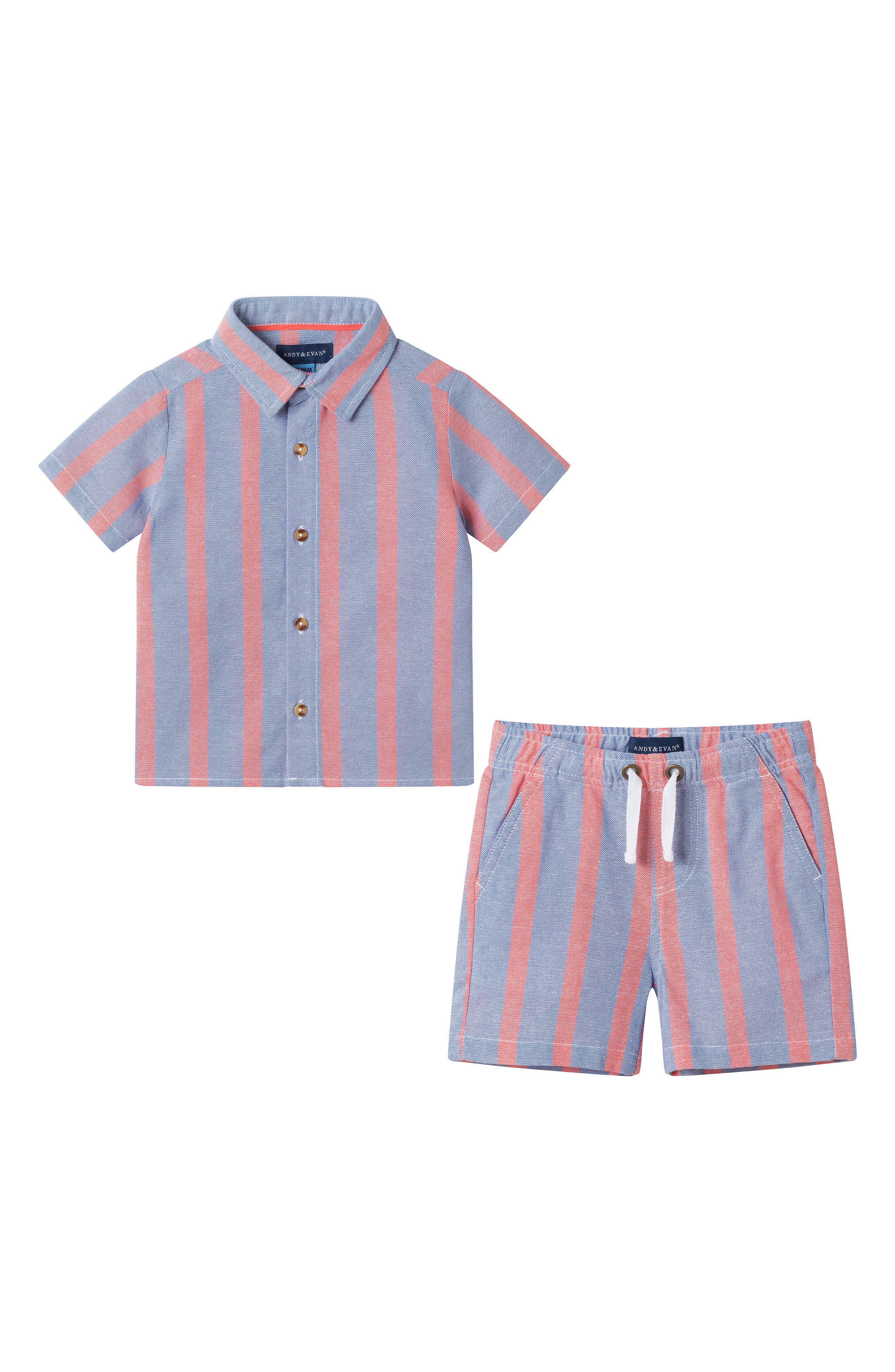 Andy & Evan Cabana Woven Shirt & Shorts Set