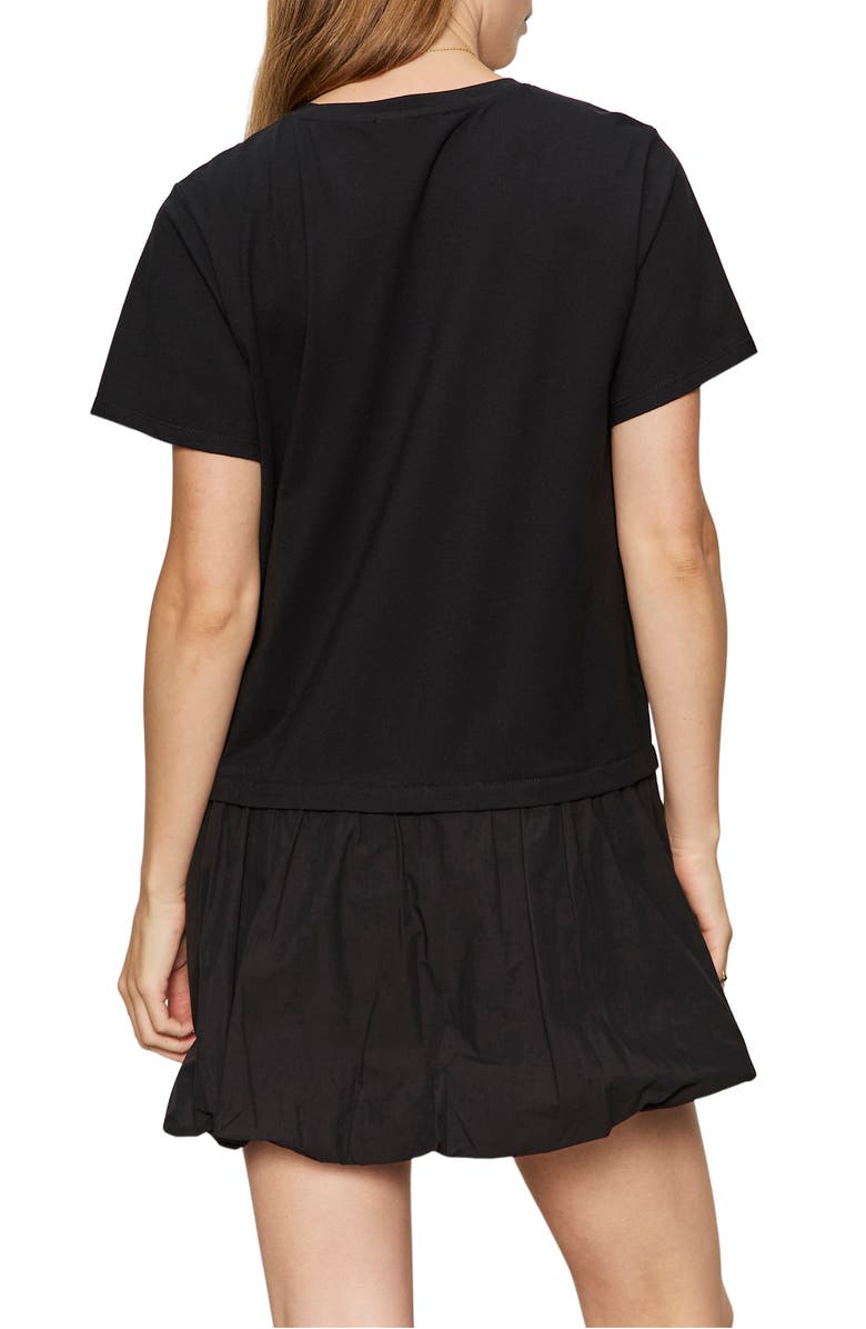 Sanctuary For Keeps Mixed Media Bubble Hem Cotton T-Shirt Minidress, Alternate, color, Black