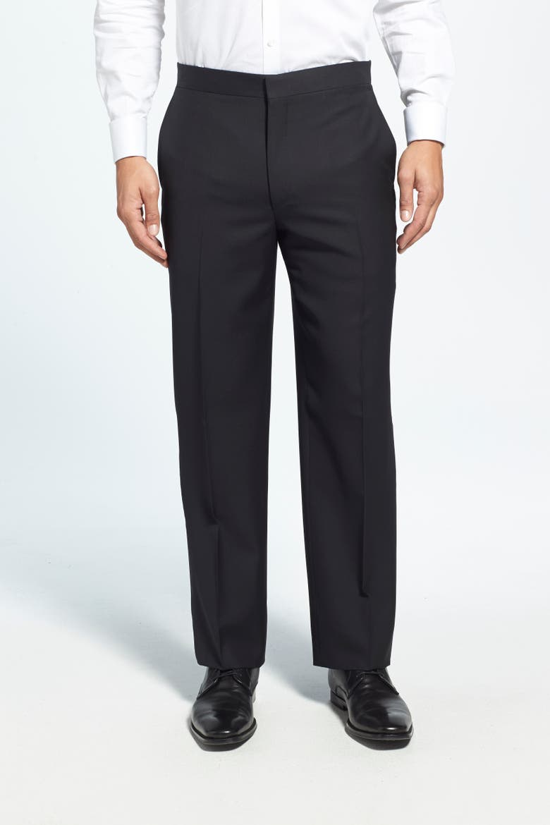 Trim Fit Wool Tuxedo, Alternate, color, BLACK