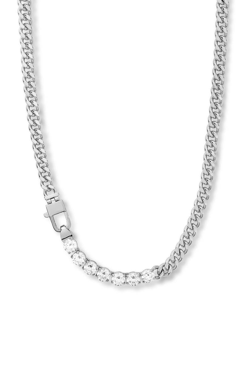 Julian Loves Cubic Zirconia Necklace, Main, color, SILVER-WHITE