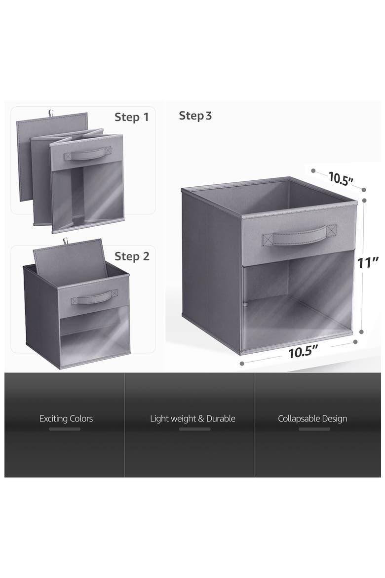 6-Pack Window Storage Cubes, Alternate, color, GRAY