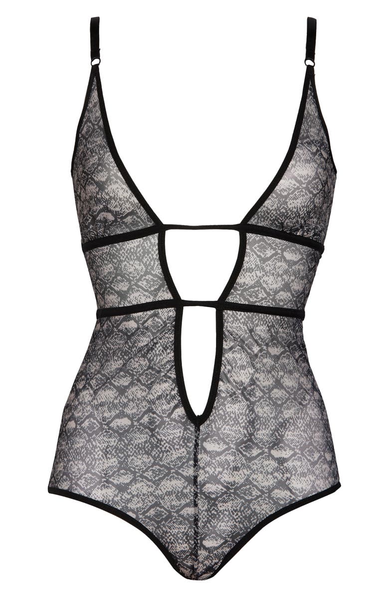 Hauty Snake Charmer Print Mesh Teddy, Alternate, color, Beige-Black