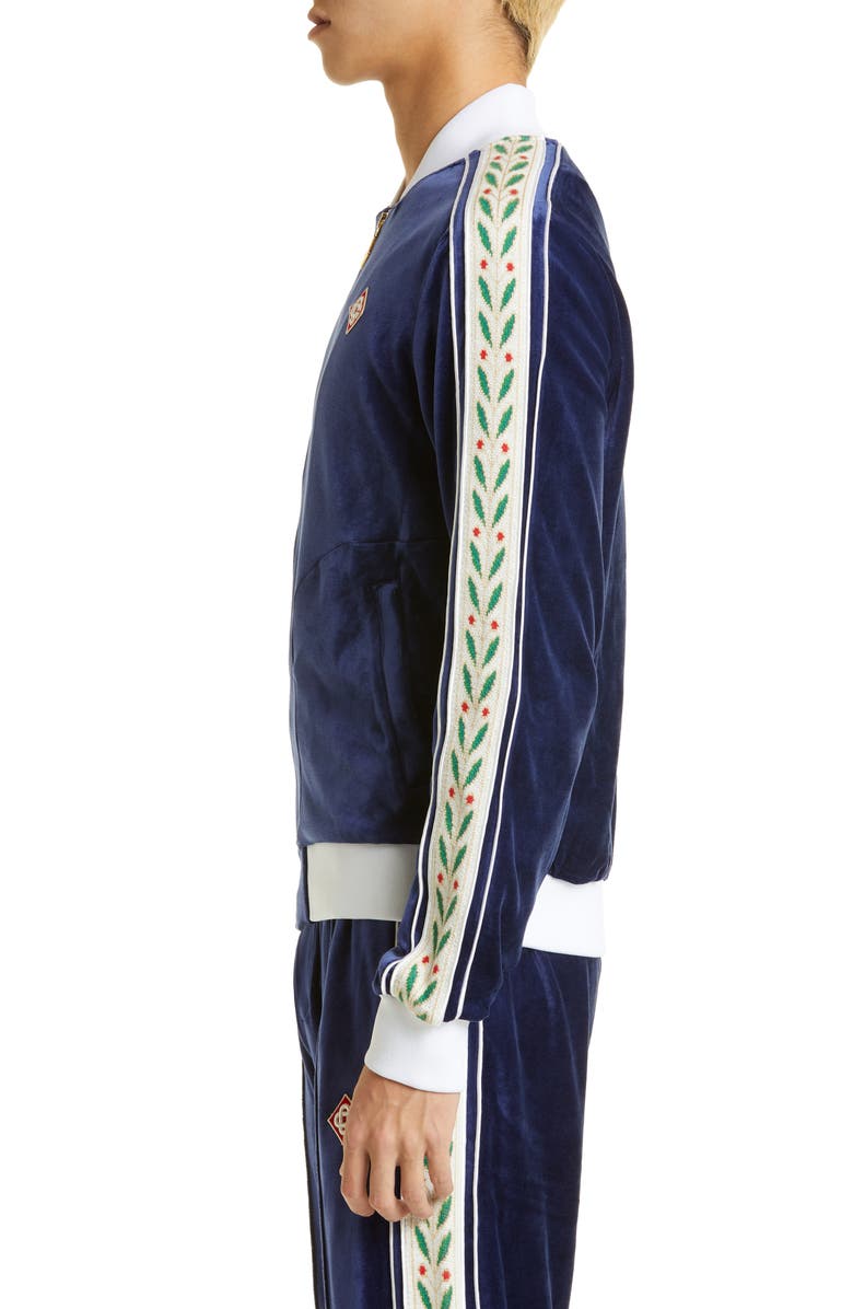 Casablanca Laurel Taped Velour Track Jacket, Alternate, color, 