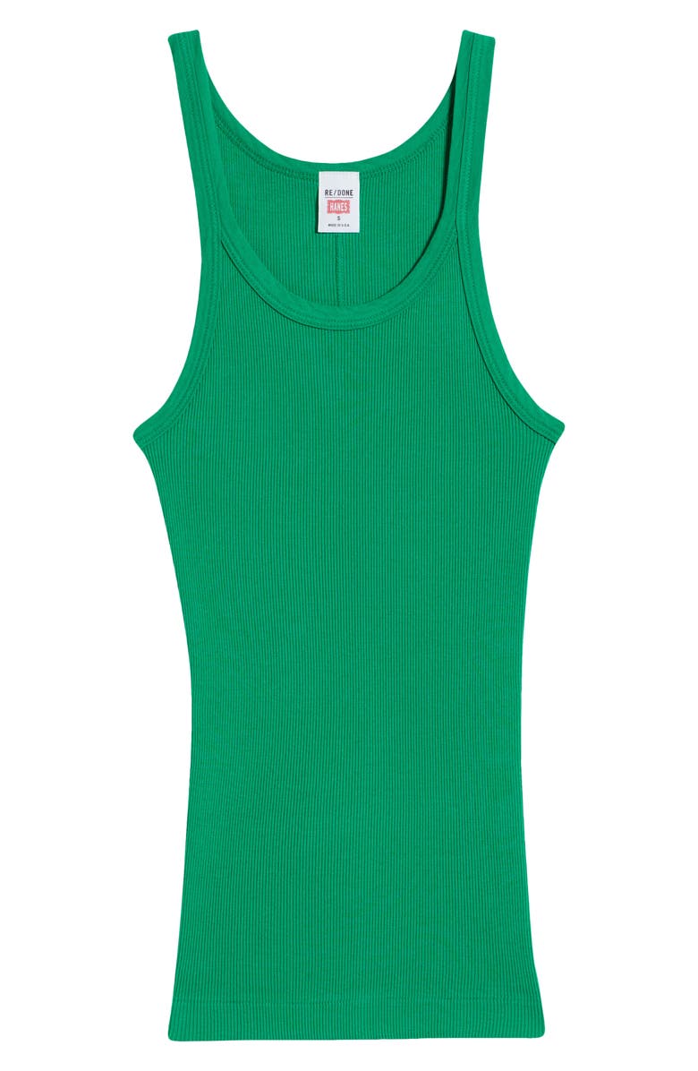 Re/Done Rib Cotton Tank, Alternate, color, Verde