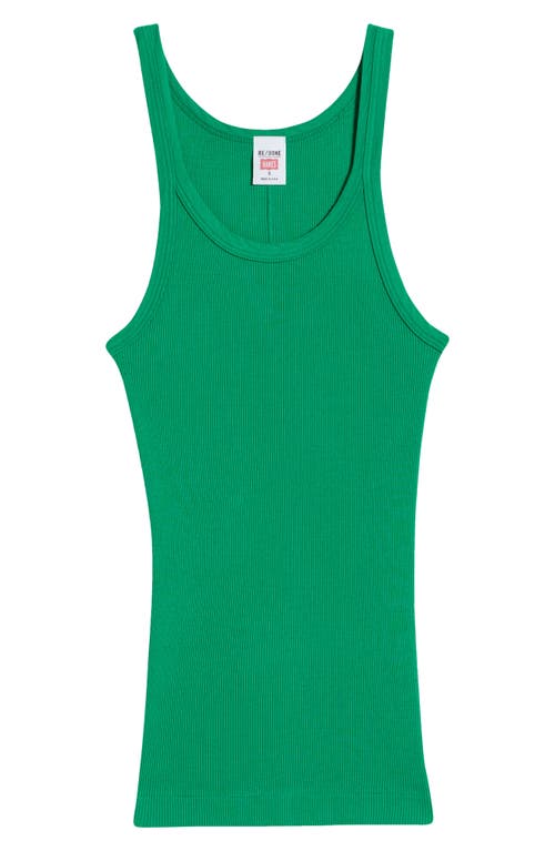 Re/done Ribbed Tank Top In Kelley Green In Verde