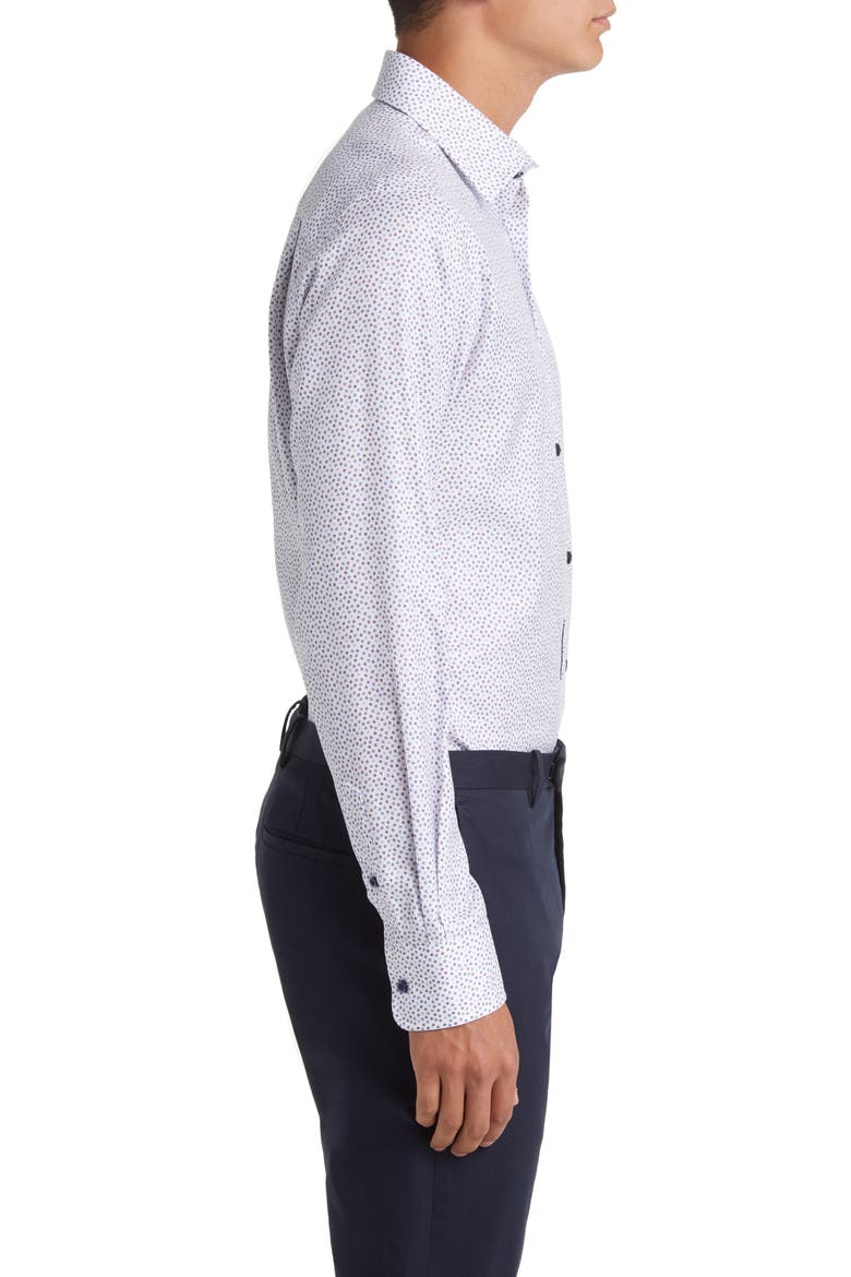 Trim Fit Tossed Square Print Dress Shirt, Alternate, color, WHITE/ MERLOT