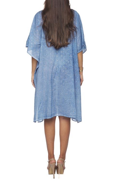 Ranee's Ranees Beaded Cotton Poncho In Blue