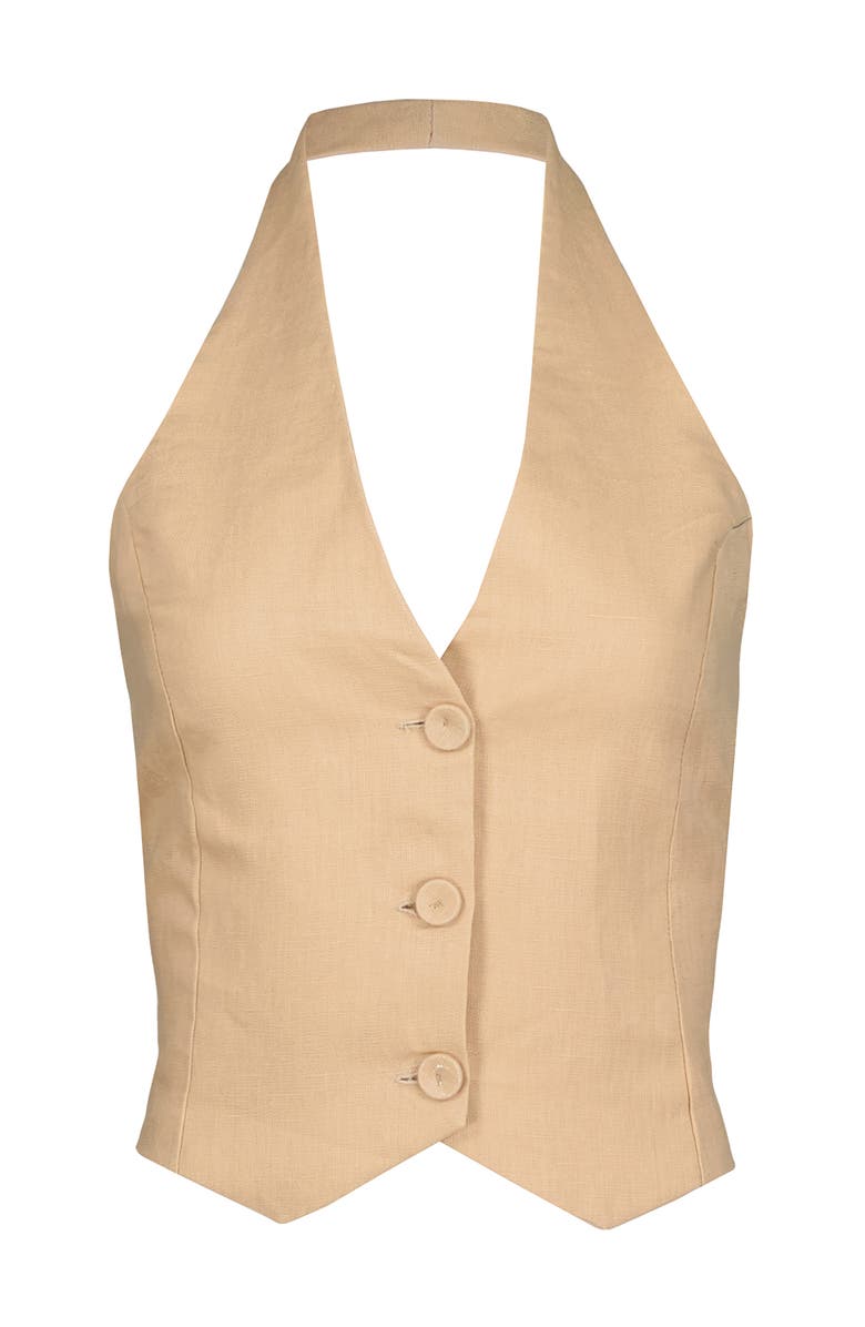 Bishop + Young Positano Linen Halter Vest, Alternate, color, Golden