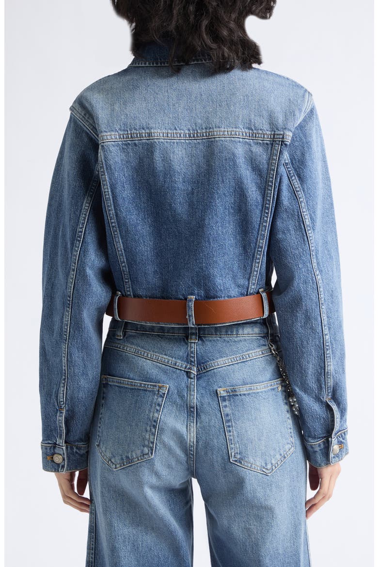 Graciel Belted Cropped Denim Jacket, Alternate, color, AMBERSTONE