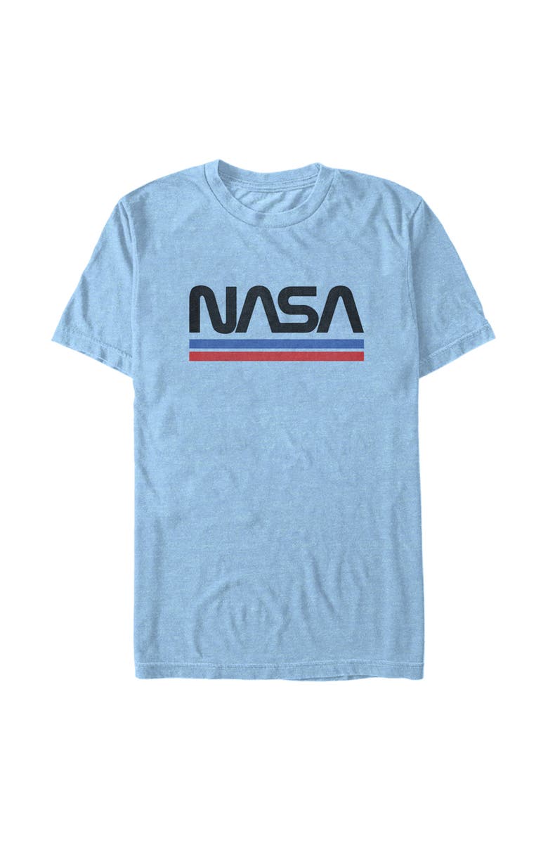 NASA Men's NASA Stripe Minimal Logo Vintage  Graphic T-Shirt, Main, color, Light Blue Heather