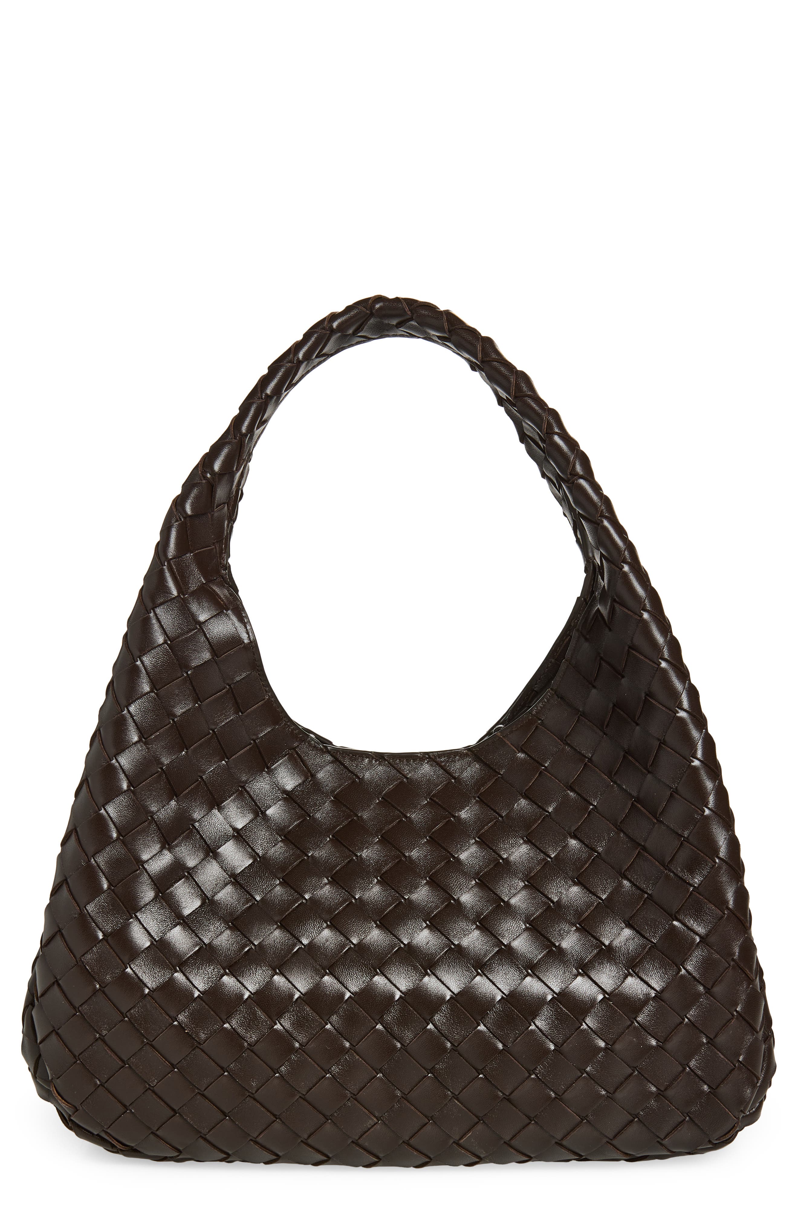 Bottega Veneta Campana Intrecciato Leather Shoulder Bag, Main, color, 2190 Fondant-M Brass