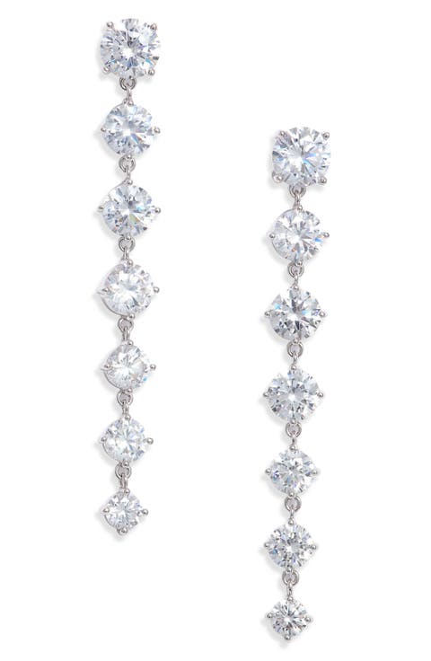 Graduated Cubic Zirconia Linear Drop Earrings