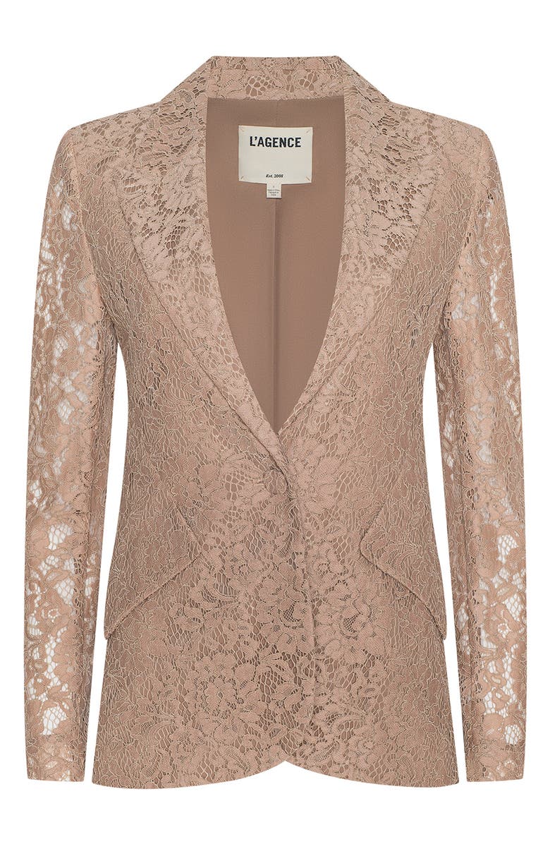 L'AGENCE Chamberlain Lace Blazer, Alternate, color, Cappuccino