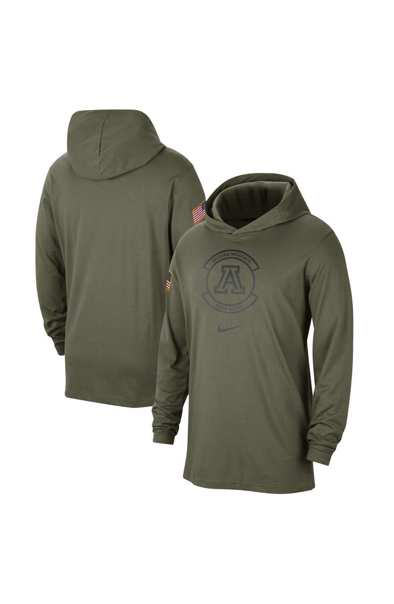 Nike Men's Nike  Olive Arizona Wildcats Military Pack Long Sleeve Hoodie T-Shirt, Main, color, Olive