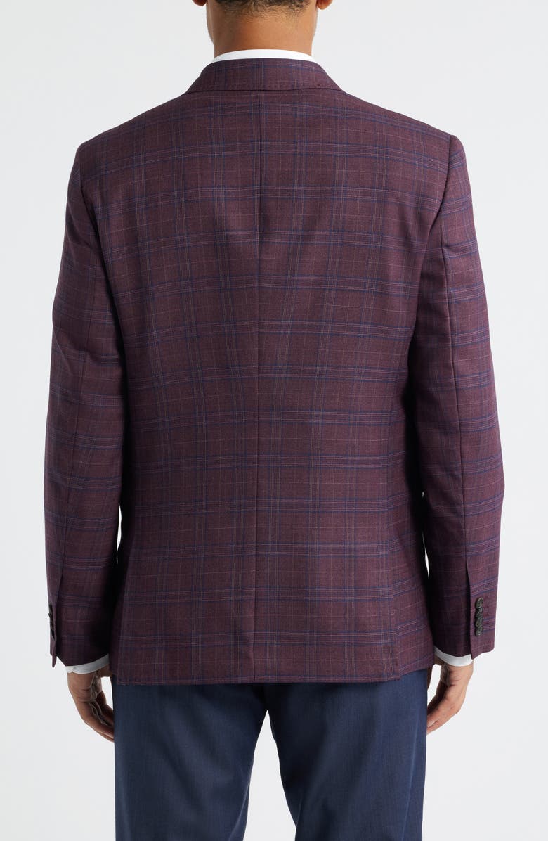 Johnston & Murphy Burgundy Windowpane Plaid Wool Sport Coat, Alternate, color, Burgundy Plaid
