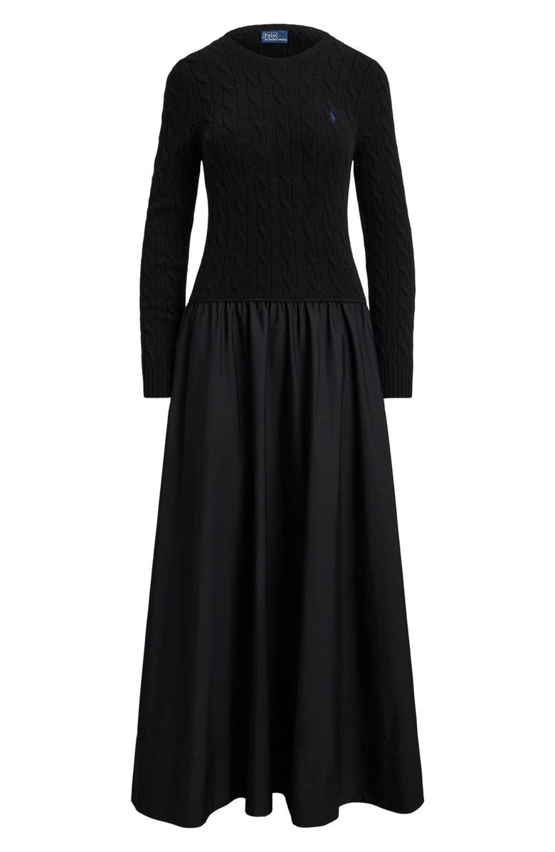 Polo Ralph Lauren Long Sleeve A-Line Dress, Alternate, color, Polo Black