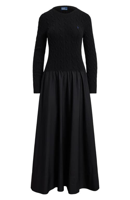 Polo Ralph Lauren Long Sleeve A-line Dress In Black