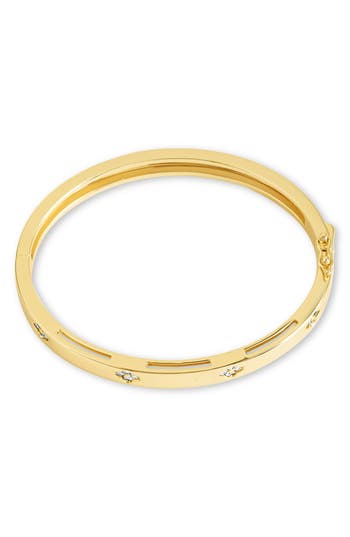 Sterling Forever Eliza Cubic Zirconia Bangle Bracelet In Gold