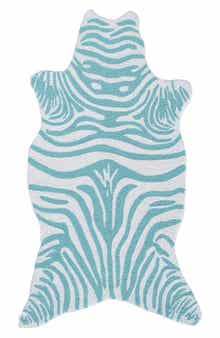 Mini Zebra Teal Indoor Rug