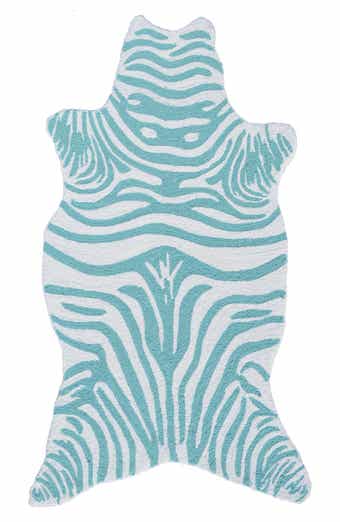 Mini Zebra Teal Indoor Rug