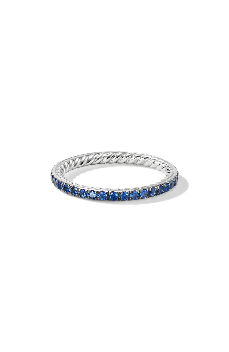 David Yurman DY Eden Band Ring in Platinum with Pavé Sapphire, Main, color, Platinum