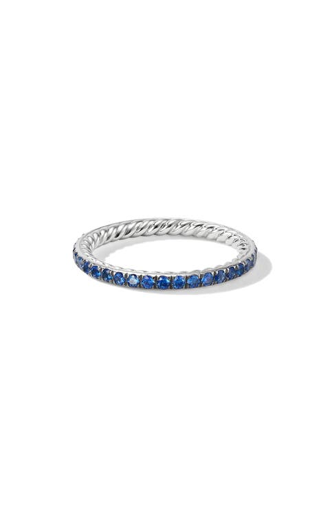 DY Eden Band Ring in Platinum with Pavé Sapphire