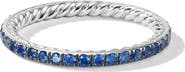 David Yurman DY Eden Band Ring in Platinum with Pavé Sapphire