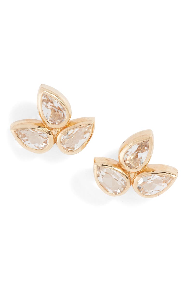 Bouquet Fleur de Lis Stud Earrings, Main, color, CLEAR TOPAZ