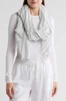 Vince Variegated Stripe Cotton Fringe Scarf
