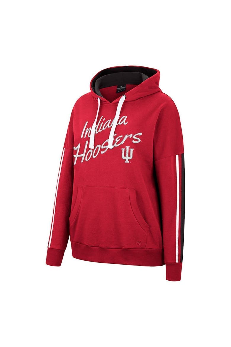 Women's Colosseum Crimson Indiana Hoosiers Serena Oversized Sleeve Striping Pullover Hoodie, Alternate, color, Crimson