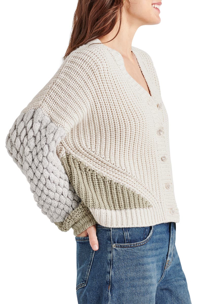 Splendid Margo Mixed Stitch Cardigan, Alternate, color, White Sand/ Dew