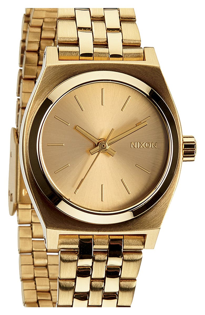 Nixon 'The Small Time Teller' Bracelet Watch, 26mm, Alternate, color, All Gold