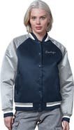 STARTER Women's Starter Navy/Silver Dallas Cowboys Satin Full-Snap Vintage Varsity Jacket