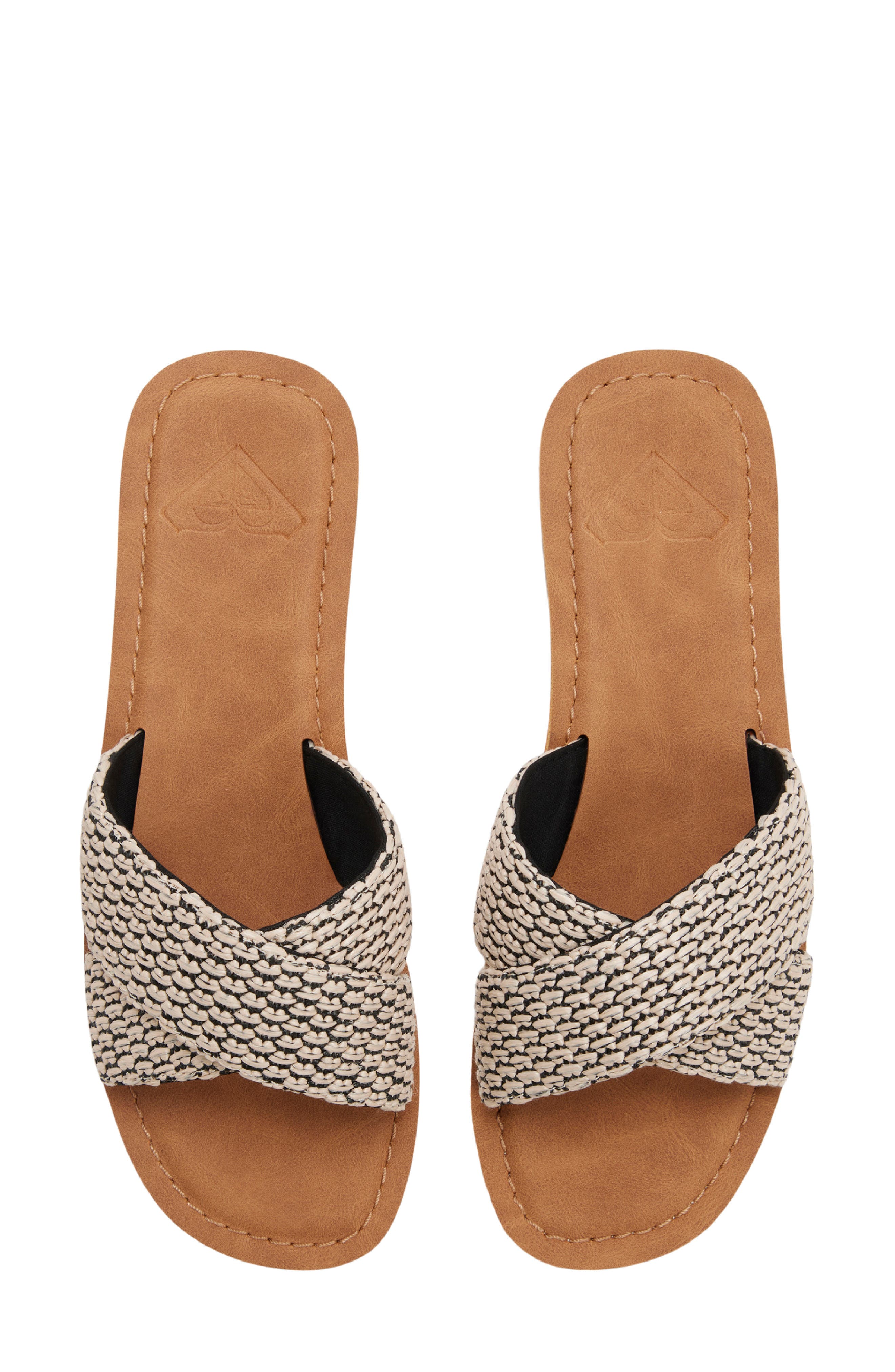 Roxy Andreya Raffia Slide Sandal, Alternate, color, Other Black