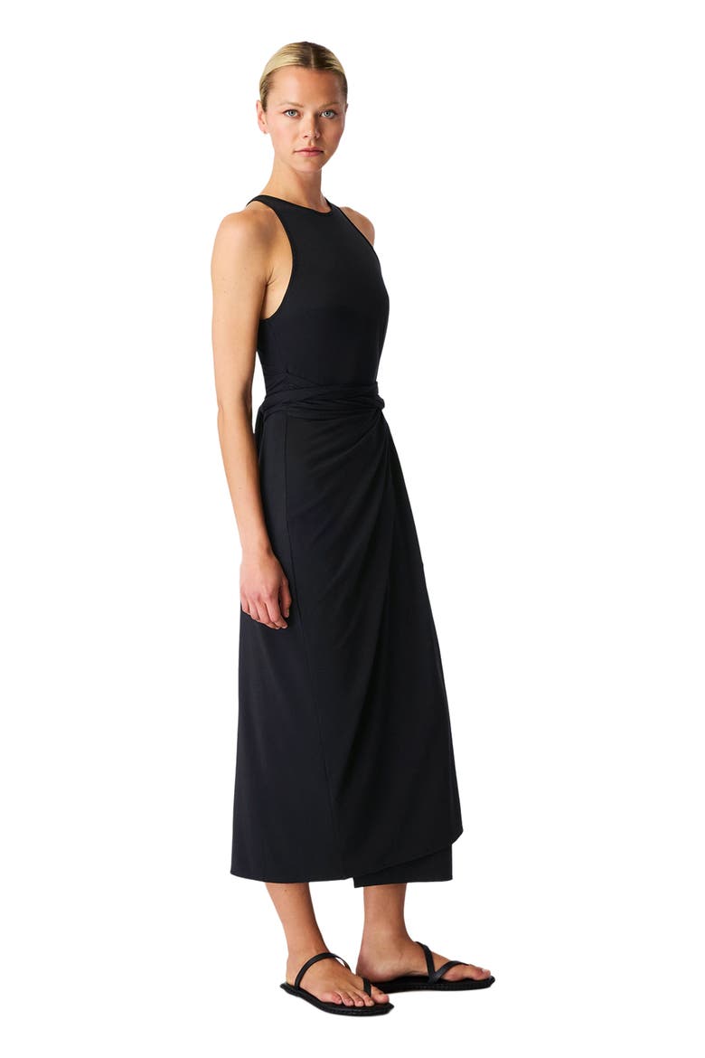 Sarong Tie Dress, Alternate, color, Black