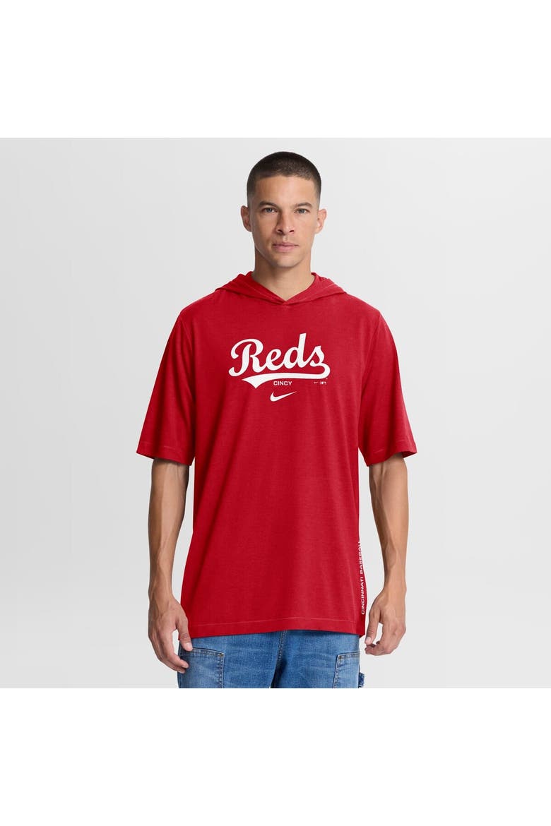 Men's Nike Red Cincinnati Reds Arched Wordmark Tri-Blend Hooded T-Shirt, Main, color, Red