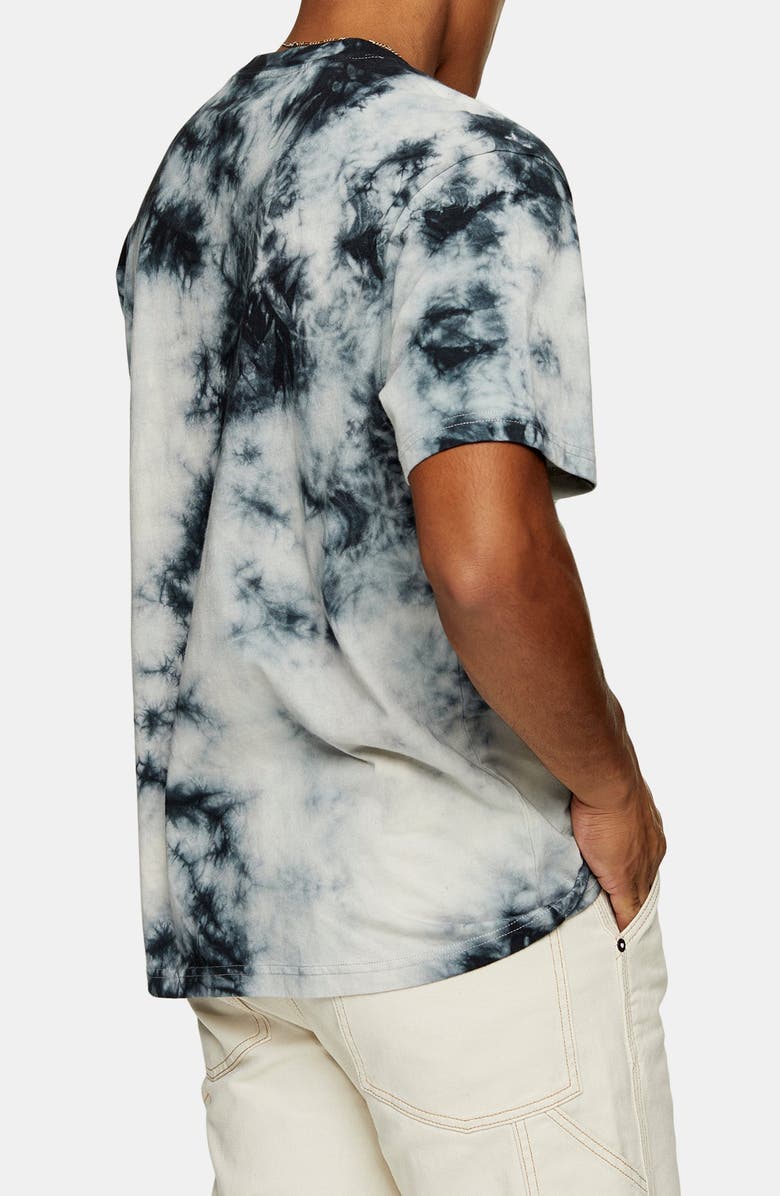 Topman Black & Blue Tie Dye Men's T-Shirt, Alternate, color,