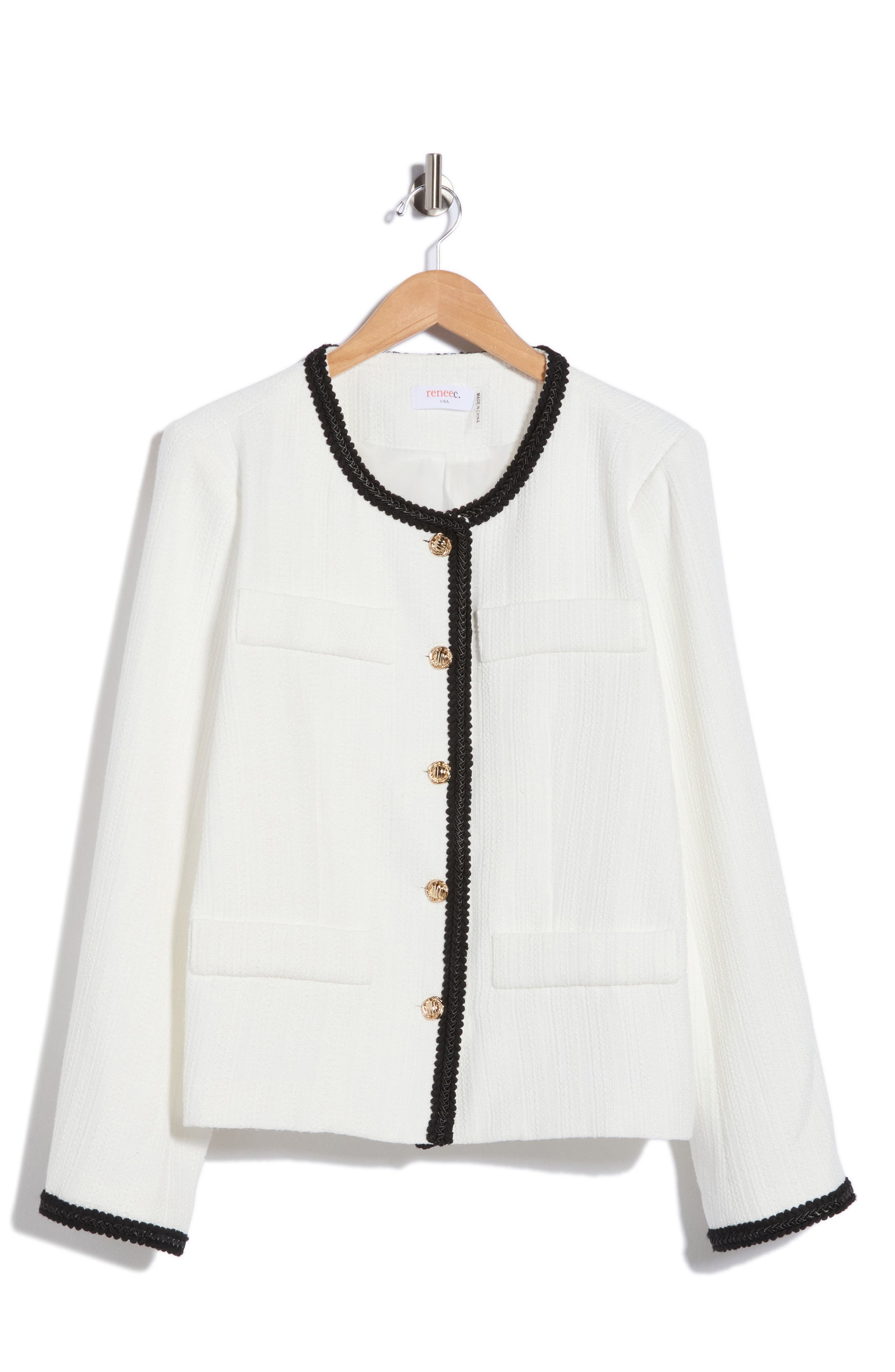 Contrast Trim Cropped Jacket