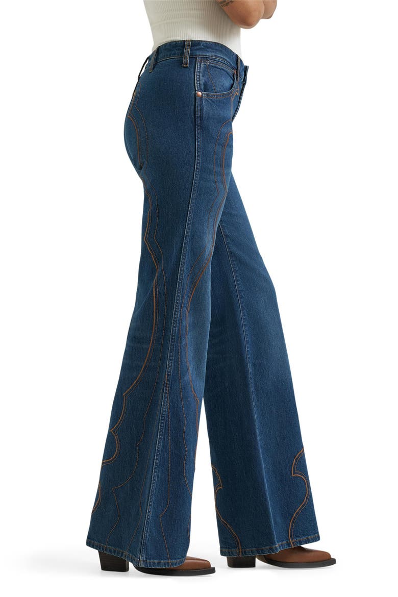 70s Flare Western Stitch High Waist Flare Jeans, Alternate, color, SALOON SHADOW